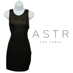 ASTR The Label Metallic Black Sleeveless Glitter Party Bodycon Mini Dress - LG